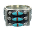 Turquoise And Coral Needlepoint Sterling Silver Ring Size 6 FX91979